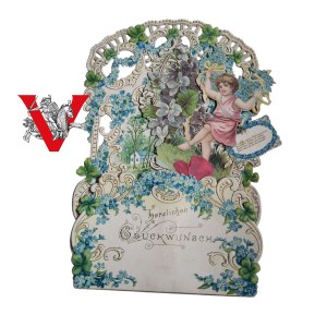 Art Nouveau greeting card - wishes from 1904, Very Richly Decorated