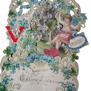 Art Nouveau greeting card - wishes from 1904, Very Richly Decorated