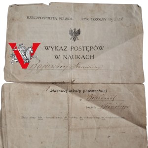 II RP Blonski County, School Certificate 1923