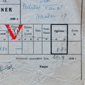 Lublin, September Campaign, Electricity bill paid on 29.09.1939 !!!