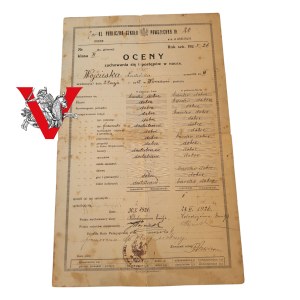 Warsaw 1926, School Certificate, Common School No. 20