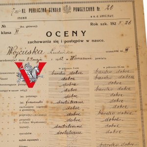 Warsaw 1926, School Certificate, Common School No. 20