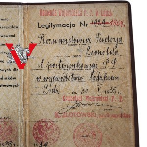Legitimation, State Police 1936, Lodz, Signature of the Provincial Commander, RAID
