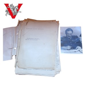 Warszawa Wolna - Maszynopis 1948 r. mjr WP Tadeusza Jacka Rolickiego, reportaż z wyzwolenia stolicy + zdjęcie autora w mundurze