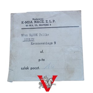 Korespondencja Komendy Naczelnej Związku Legionistów Polskich - Koło 1 Pułk Piechoty Legionów, Wilno - Lublin, Feliks Dąbek