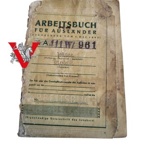 Arbeitsbuch für Ausländer - Książeczka pracy przymusowej Polaka w III Rzeszy, 1943 r.