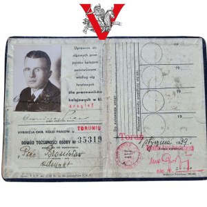 PKP, Kolejowy Dowód Tożsamości, 1939 r, Toruń, Sierżant 51 PP Pułk Piechoty