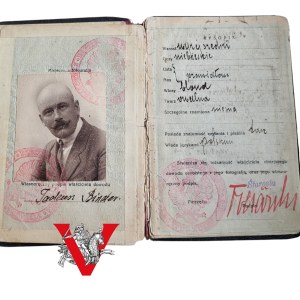 Dowód Osobisty 1924 r, Administrator Majątku Podczachy,Powiat Krośniewice, Powiat Kutno, P, Tadeusz Binder.
