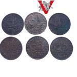 II RP, zestaw 2 grosze 6 monet od 1925 do 1939, Bardzo ładne stany