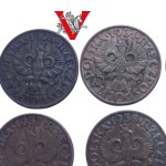 II RP, zestaw 2 grosze 6 monet od 1925 do 1939, Bardzo ładne stany