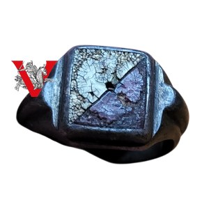 Silver enamel signet ring with Eagle - II Republic, patriotic, unique national ring