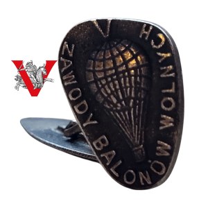 AIRCRAFT Silver cufflinks V National Free Balloon Competition for the Colonel Aleksander Wańkowicz Cup, Warsaw 1931 - award pins for air force officers, Second Republic, punched
