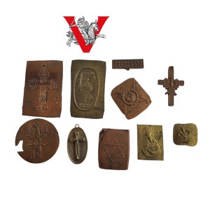 Lot, Set, Elements for Badges,after engraving plant