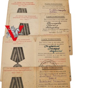USSR, Set of Five Victory Medal Legacies, 1946-47
