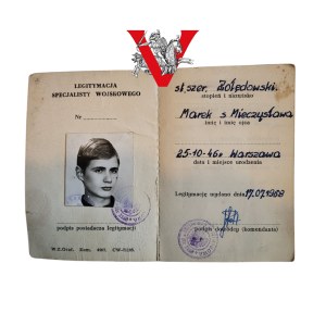 Legitymacja Specjalisty Wojskowego 3 Klasy, 3 Dywizjon Rakietowy 1968 rok