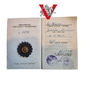 Legitimation of Wosjkowy Specialist with Badge 3 st, 82nd Anti-aircraft Artillery Regiment, Rogowo