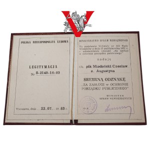 Colonel pilot diplomat Czeslaw Miodonski, 62 Plot, For Merits in the Protection of Public Order, ID card