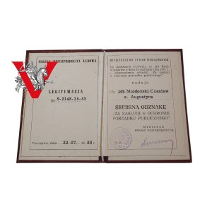 Colonel pilot diplomat Czeslaw Miodonski, 62 Plot, For Merits in the Protection of Public Order, ID card