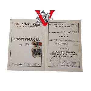 Badge with Legitimation, LOK Reserve Officers Club, Major Adam Ogrodowicz