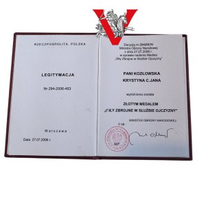 Gold Medal Armed Forces in the Service of the Fatherland, Third Republic, 2006, Female, Legitimation