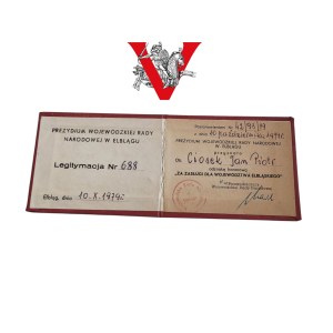 Legitimation for the badge For Merits to the Elbląg Voivodship, Captain Jan Ciosek