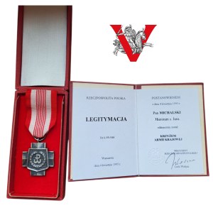 Cross of the Home Army with Legitimation and Box, Signature of Lech Walesa