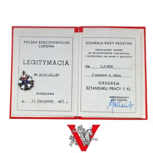 Order of the Banner of Labor Mining, Miniature Legitimation ,1981