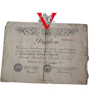 II RP, Dyplom Nadania Odznaki PON, 1934 rok