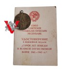 ZSRR, Rosja, 40 Lecie Zwycięstwa, Medal i Legitymacja , Domański Piotr, Polak