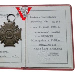 Navy, Petty Officer Kunicki, Bronze Cross of Merit award of 1945 War, Legitimation