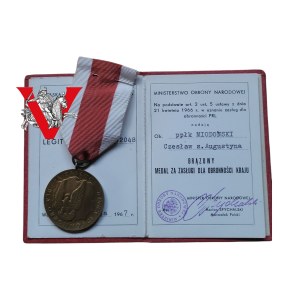 Col. Pilot Dipl. Czeslaw Miodoński, Bronze Medal for Meritorious Service for National Defense, Legitimation