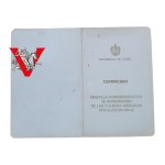 Legitymacja nadania Kubańskiego Medalu 30-lecia Sił Zbrojnych Rewolucyjnych - na Polaka Stanisława Barańskiego (1986)