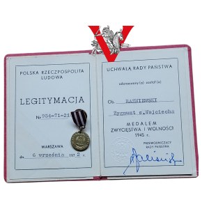 Medal Zwycięstwa i Wolności, Miniatura z Legitymacją