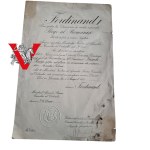 Rumunia Królestwo - Dyplom Nadania Krzyża Kawalerskiego Orderu Korony Rumunii, 1923 r. | Oficer 20 Pułku Piechoty Ziemi Krakowskiej | RZADKOŚ