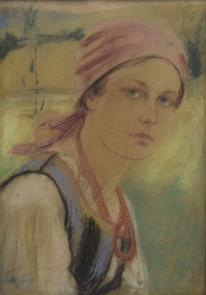 Stanislaw GÓRSKI (1887-1955), Portrait of a highlander woman in a corset
