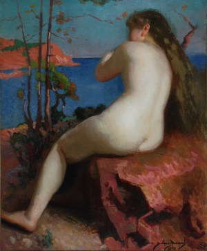 Gustave DURAND (1863-1938), Nude against red rocks, 1928