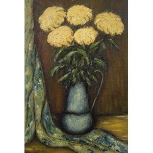 MAJEWSKI, 20th century, Chrysanthemums in a vase