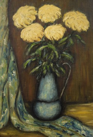 MAJEWSKI, 20th century, Chrysanthemums in a vase