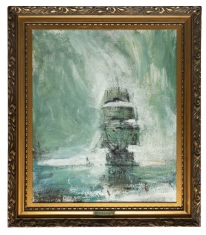 Marian Mokwa (1889 Malary - 1987 Sopot), Green sailboat, circa 1980.