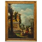 Krąg Giovanniego Paolo Paniniego (1691-1765) (XVIII w.), Pejzaże z ruinami (para obrazów)