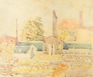 Maria Winiarska (b. 1902), Buildings near the brewery, 1950.