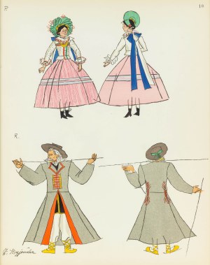 Zofia Stryjeńska (1891 Kraków - 1976 Geneva), Folk costume from Łowicz, sheet number 10 from Teki Polish Peasants Costumes, 1939