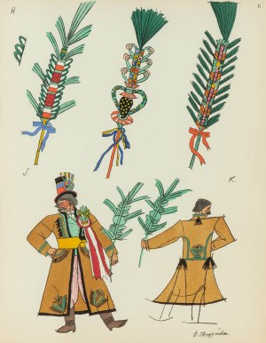Zofia Stryjeńska (1891 Kraków - 1976 Geneva), Wedding Cracovian Costume, board no. 6 from the Polish Peasants Costumes portfolio, 1939.