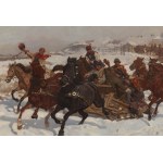 Józef Chełmoński (1849 Boczki k. Łowicza - 1914 Kuklówka), Karnawał w Polsce (Kulig), 1884