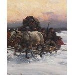 Alfred Wierusz-Kowalski (1849 Suwałki - 1915 Monachium), Trójka ścigana przez wilki (Ucieczka przed wilkami), po/lub 1894