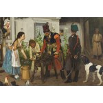 Antoni Kozakiewicz (1841 Kraków - 1929 Kraków), Sharpening sabers before battle, 1875