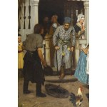 Antoni Kozakiewicz (1841 Kraków - 1929 Kraków), Sharpening sabers before battle, 1875
