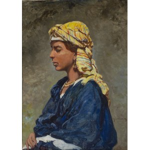 Tadeusz Ajdukiewicz (1852 Wieliczka (lub Bochnia 1853) - 1916 Kraków), Portret kobiety w turbanie