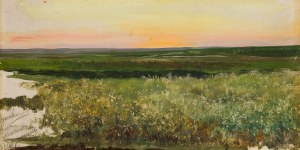 Leon Wyczółkowski (1852 Huta Miastkowska - 1936 Warsaw), Meadows in the Setting Sun, before 1918