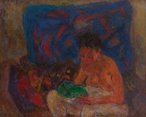 Eugeniusz Eibisch (1895 Lublin - 1987 Warsaw), Female semi-act in the interior , 1950